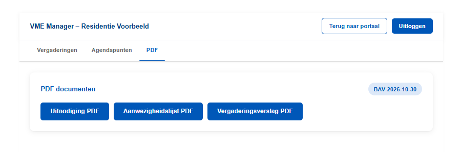Menu software vme